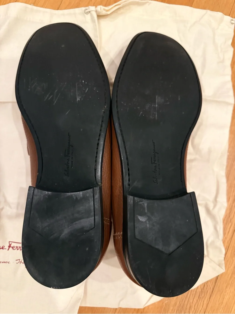 Salvatore Ferragamo Chestnut Brown Pebbled Leather Bit Loafers